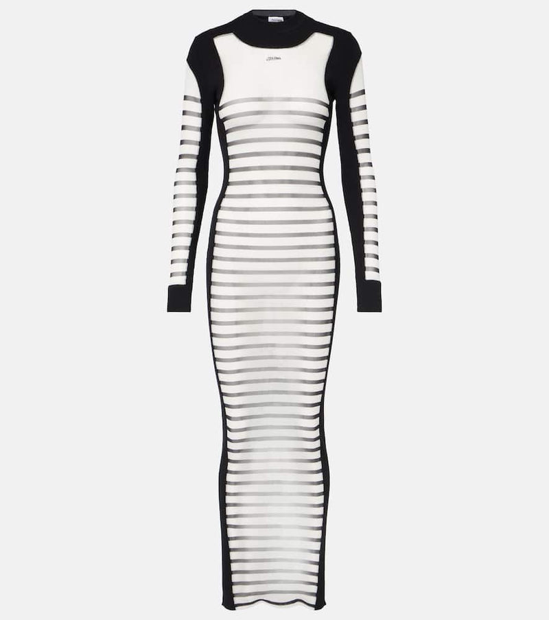 Jean Paul Gaultier Mariniere striped semi-sheer mesh maxi dress