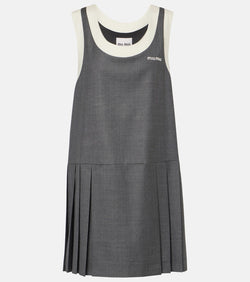 Miu Miu Logo wool grisaille minidress