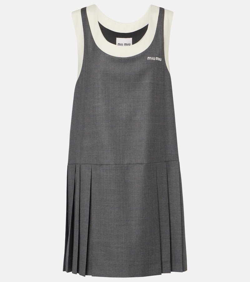 Miu Miu Logo wool grisaille minidress