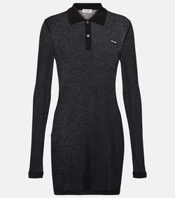 Miu Miu Ribbed-knit cotton jersey polo dress