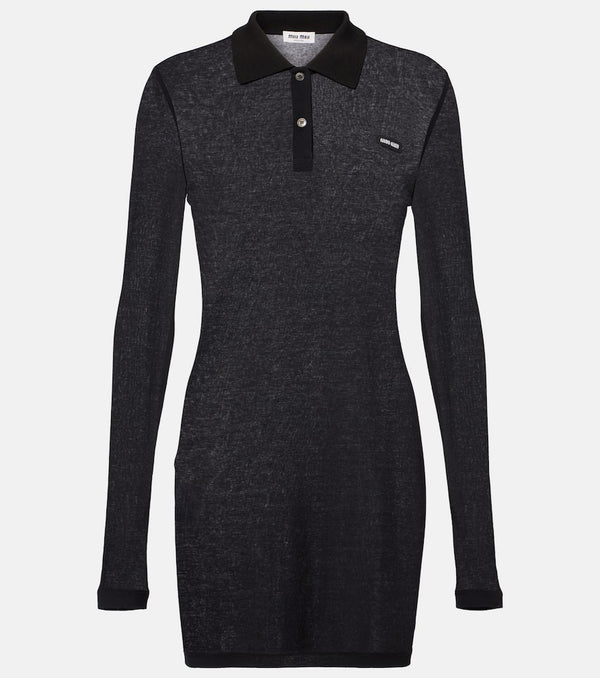 Miu Miu Ribbed-knit cotton jersey polo dress