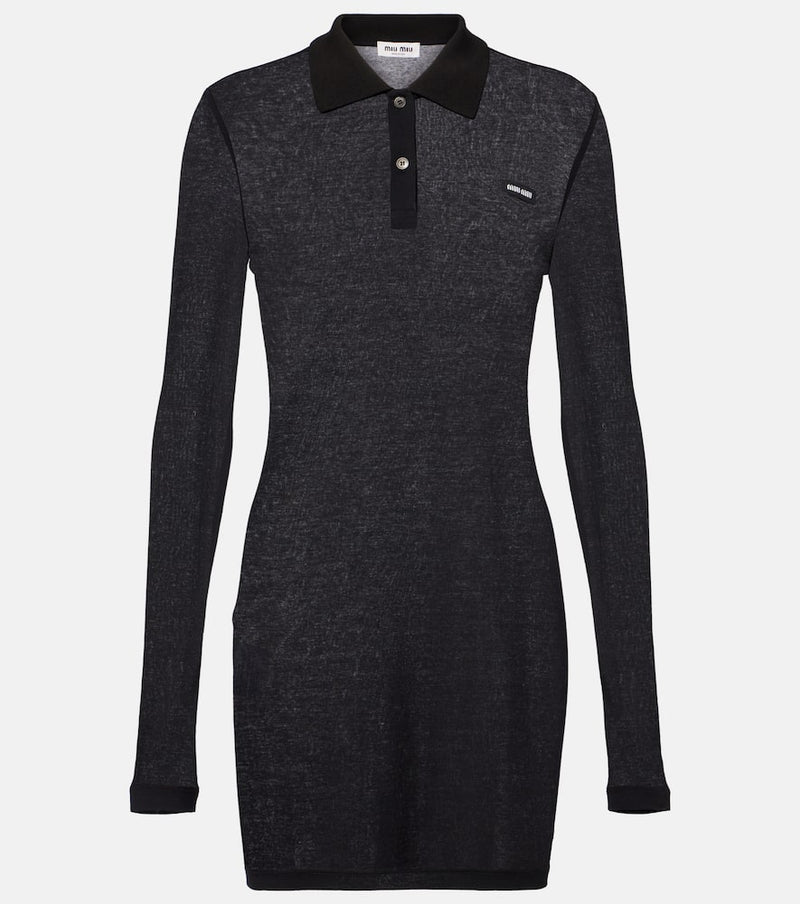 Miu Miu Ribbed-knit cotton jersey polo dress