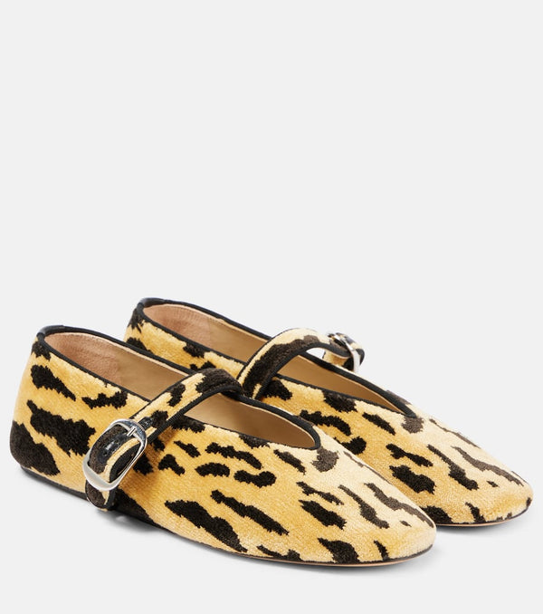 Le Monde Béryl Stella leopard-print velvet Mary Jane flats