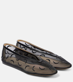 Le Monde Béryl Luna embroidered mesh ballet flats