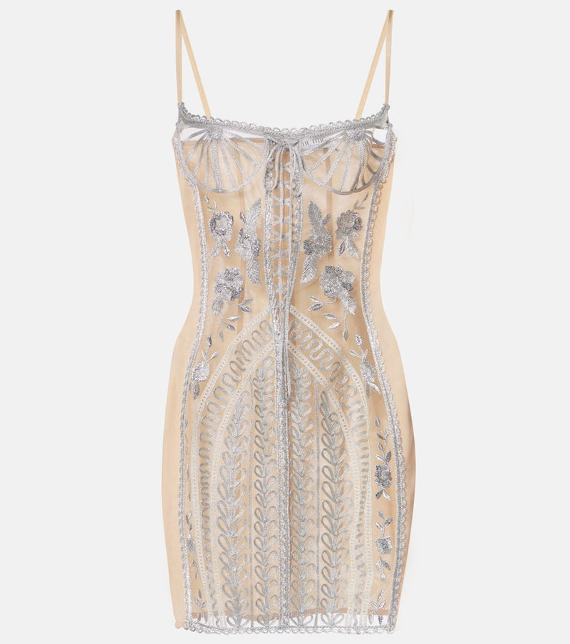 The Attico Embroidered sheer minidress