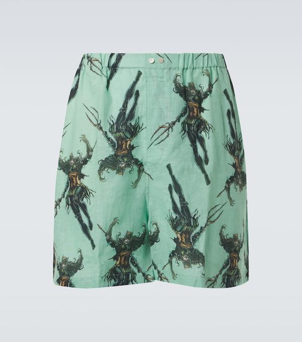 Acne Studios Printed linen shorts