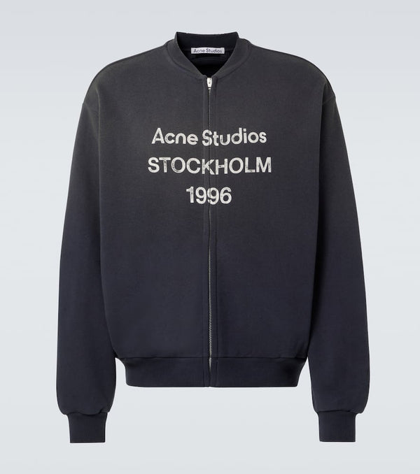 Acne Studios Logo cotton-blend zip-up sweatshirt