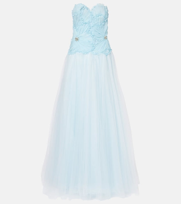 Costarellos Edra floral strapless tulle gown