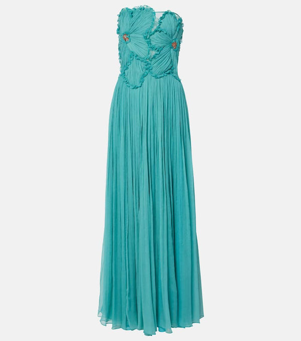 Costarellos Adamaris embellished silk-blend chiffon gown