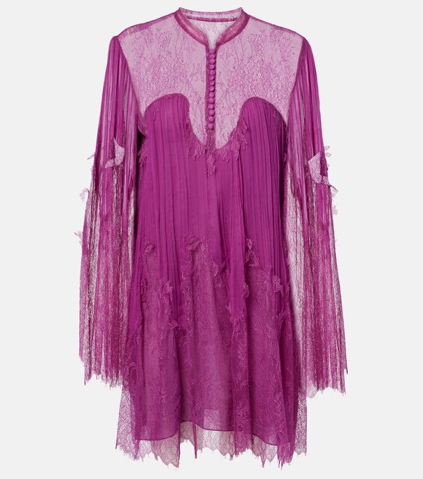 Costarellos Jorie lace-trimmed silk-blend blouse