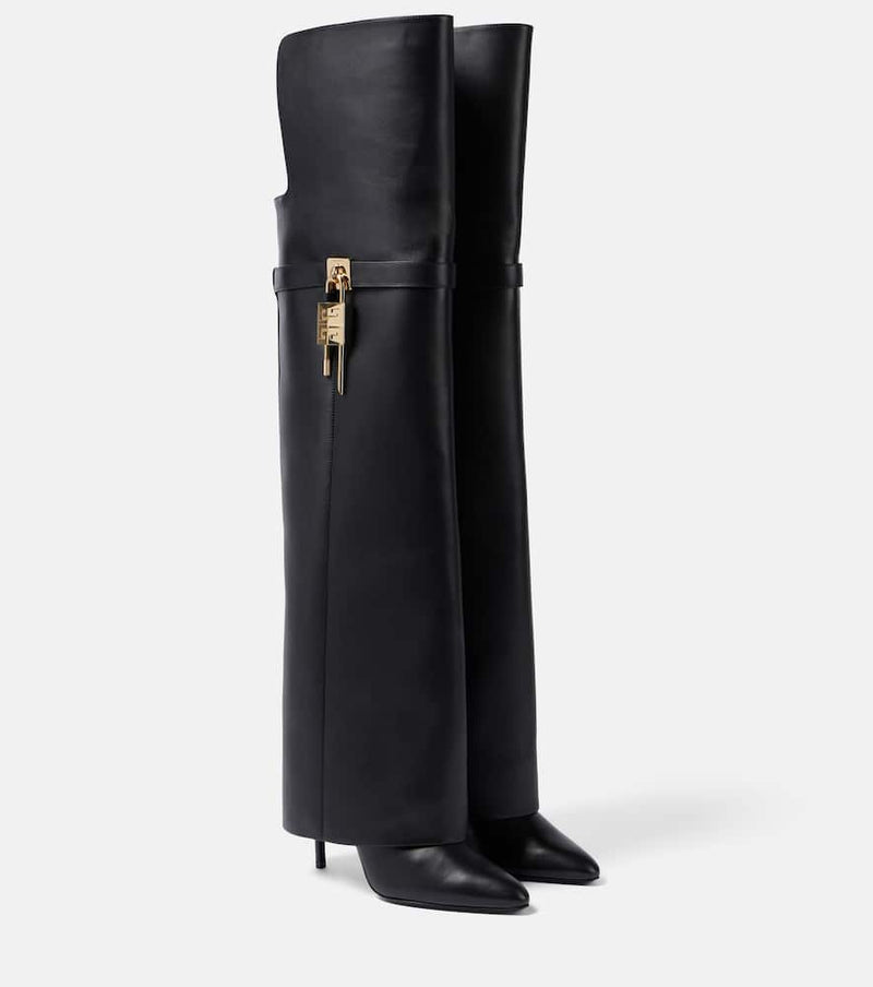 Givenchy Shark Lock Stiletto leather over-the-knee boots