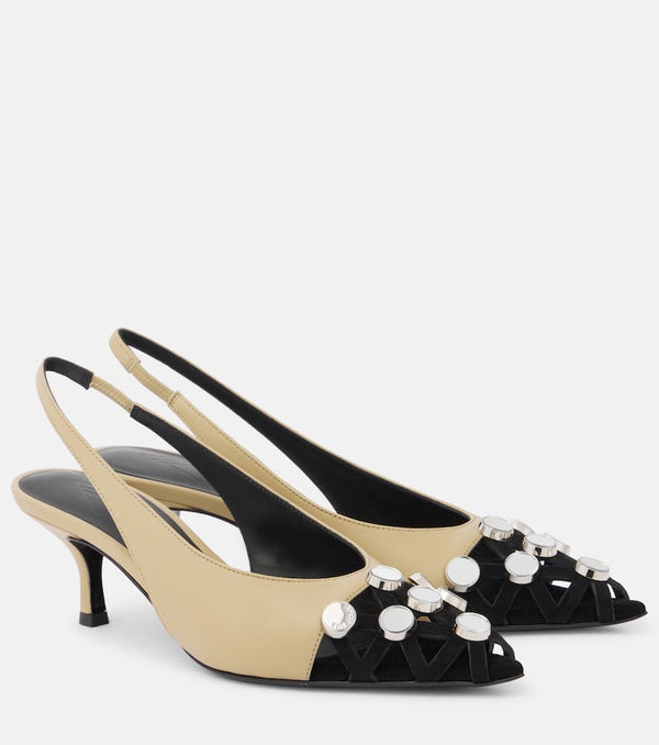 The Attico Fiona 50 embellished leather slingback pumps