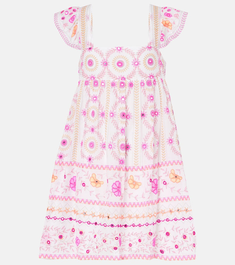 Juliet Dunn Embroidered printed cotton minidress