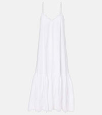 Juliet Dunn Embroidered cotton poplin midi dress