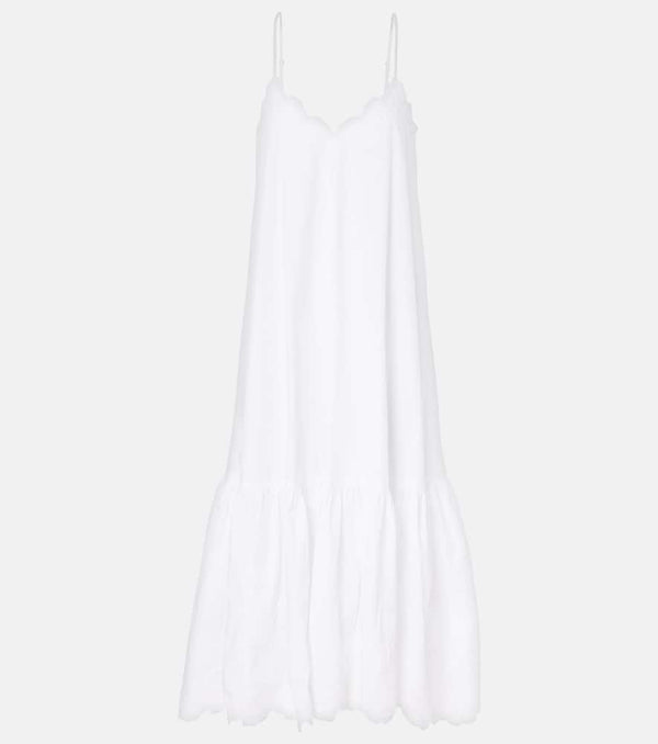 Juliet Dunn Embroidered cotton poplin midi dress