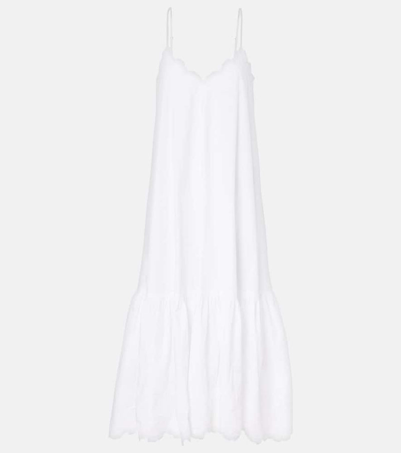 Juliet Dunn Embroidered cotton poplin midi dress