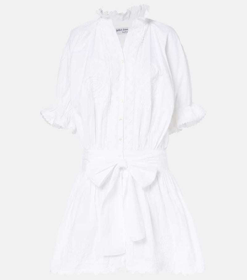 Juliet Dunn Embroidered cotton poplin minidress