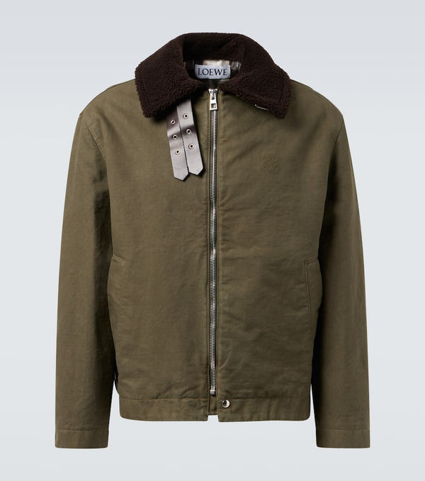 Loewe Shearling-trimmed cotton twill jacket