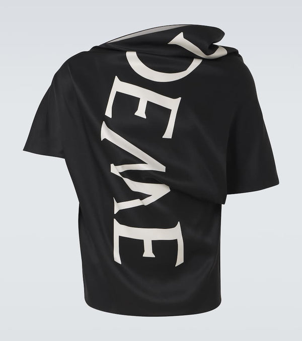 Loewe Logo draped silk twill top