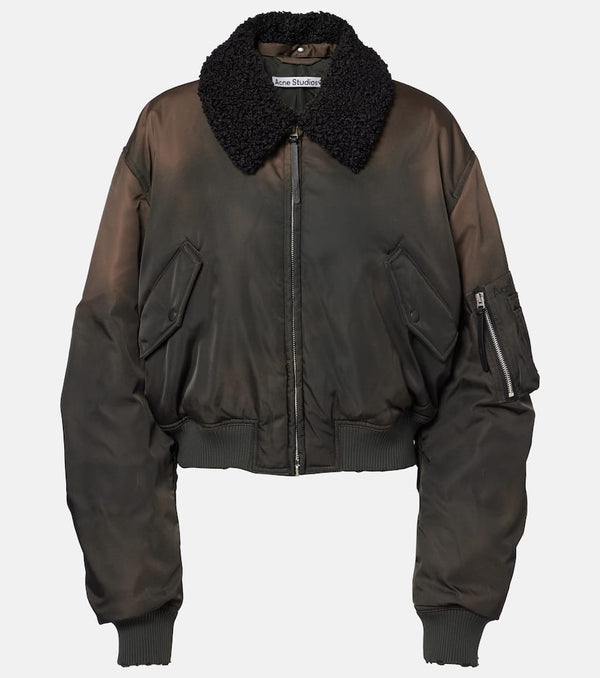 Acne Studios Cropped faux fur-trimmed bomber jacket