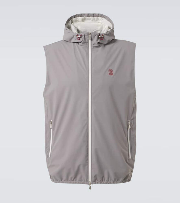 Brunello Cucinelli Logo hooded zip-up vest