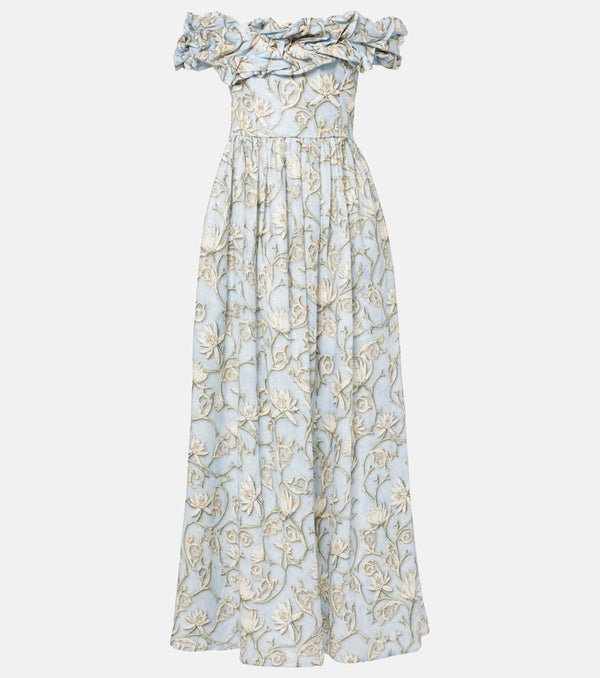 Agua by Agua Bendita Espliego ruffled floral linen maxi dress