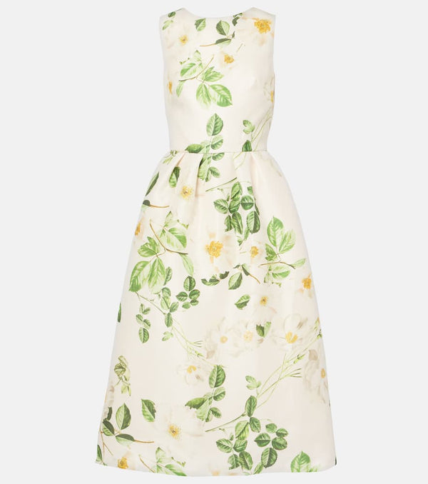 Monique Lhuillier Floral silk satin midi dress