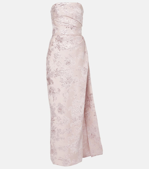 Monique Lhuillier Draped metallic-effect jacquard gown