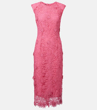 Monique Lhuillier Hibiscus floral lace midi dress