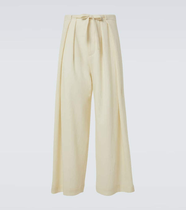 King & Tuckfield Deep Fold wool wide-leg pants