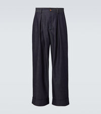 King & Tuckfield Roll Cuff high-rise denim wide-leg pants