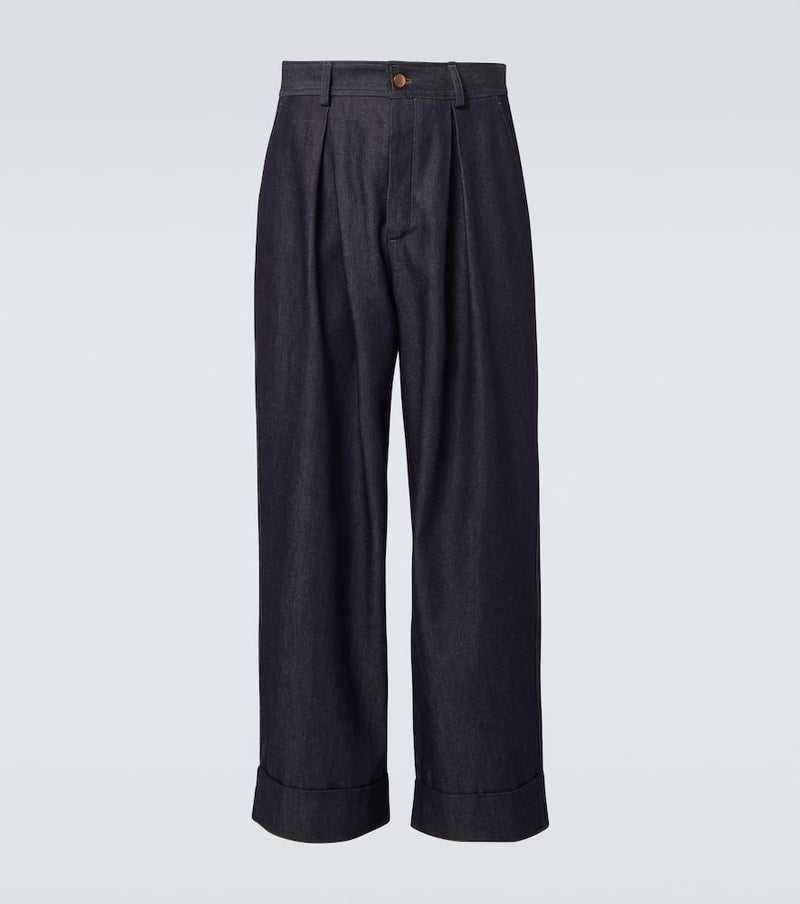 King & Tuckfield Roll Cuff high-rise denim wide-leg pants