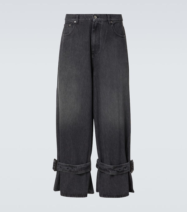 JW Anderson Belt-detail faded wide-leg jeans
