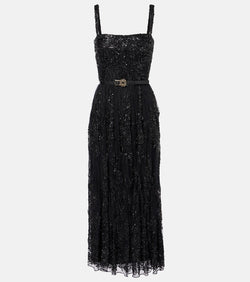 Elie Saab Sequined lace-trimmed cocktail dress