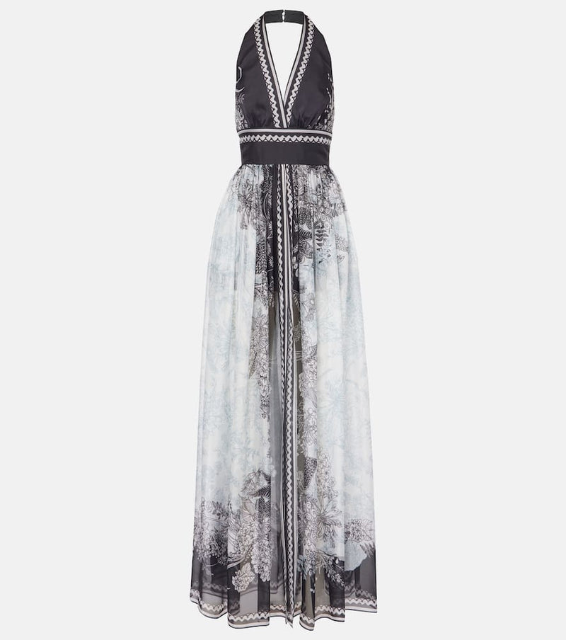 Elie Saab Printed silk chiffon maxi dress