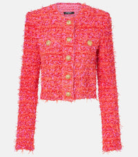 Balmain Sequined cropped tweed jacket
