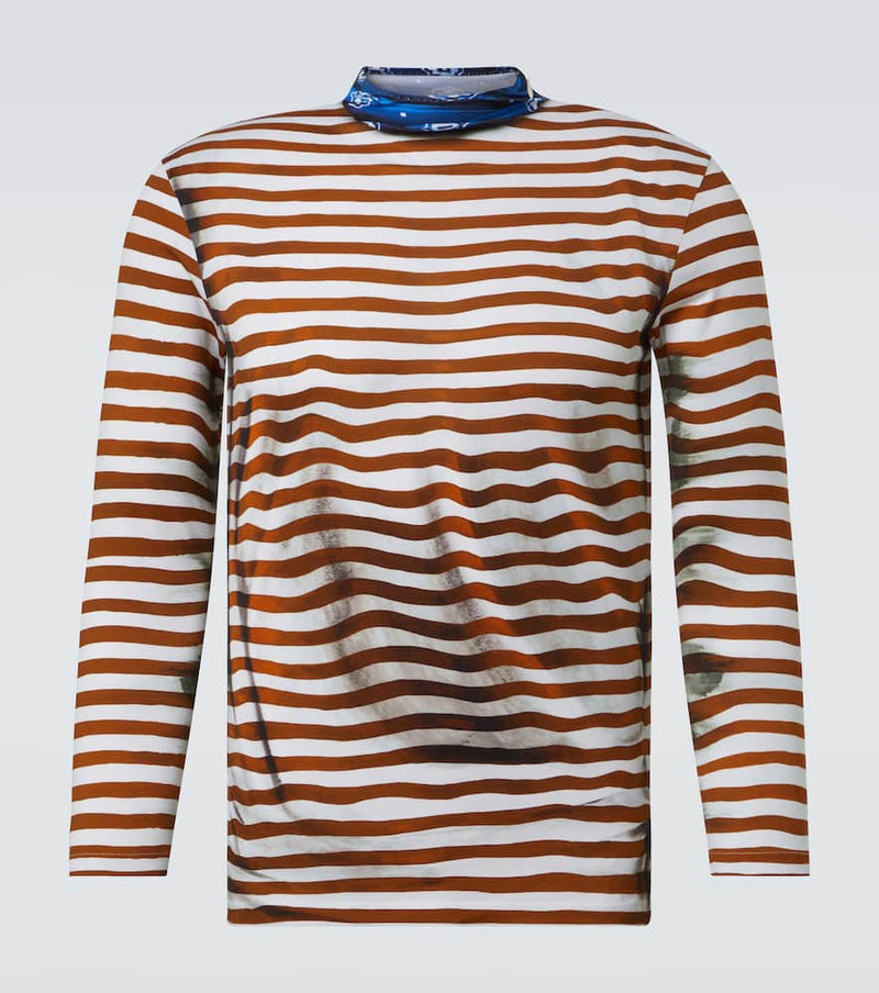 Prada Trompe l'oil striped cotton T-shirt