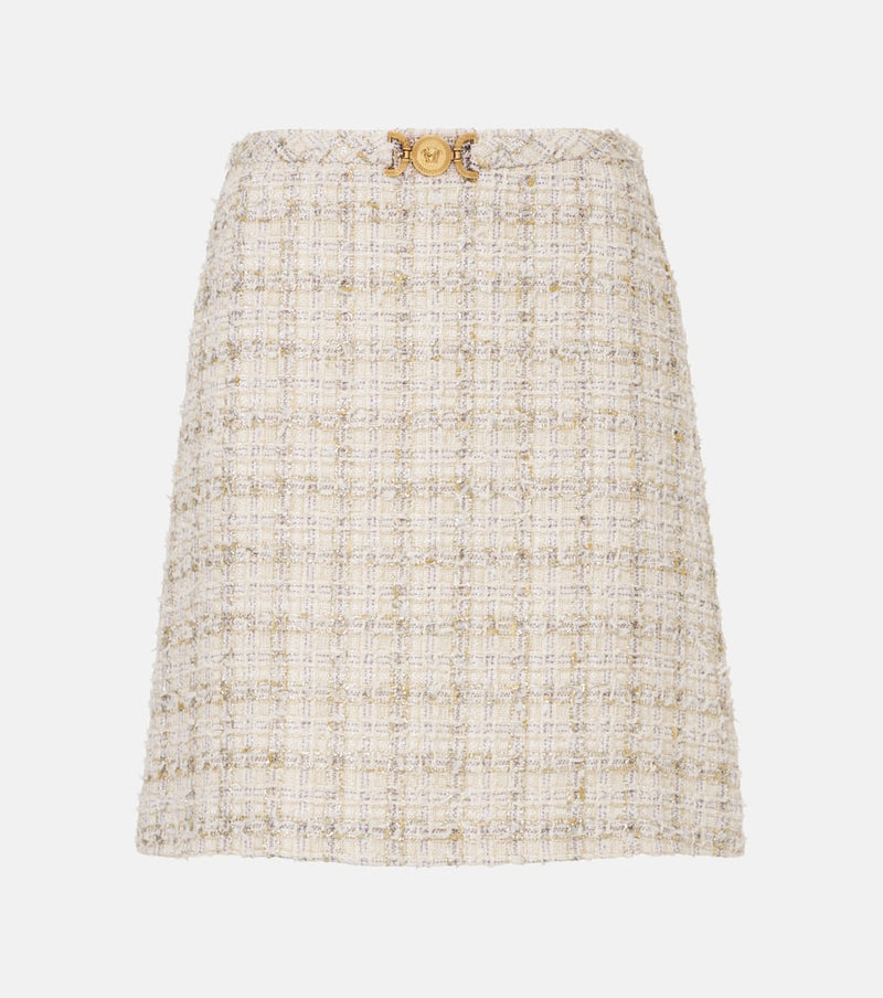 Versace Embellished tweed miniskirt