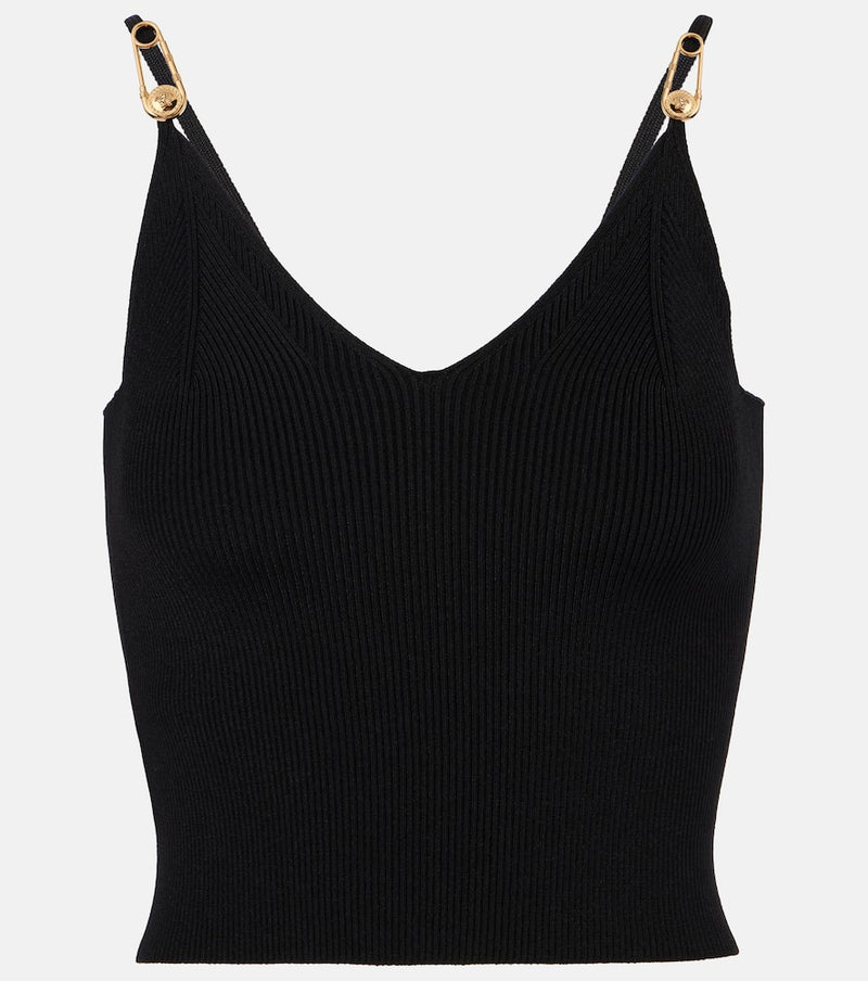 Versace Safety Pin ribbed-knit top