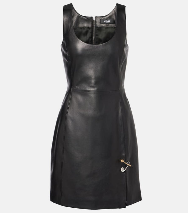 Versace Safety Pin leather minidress