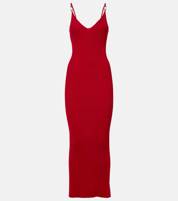 Versace Ribbed-knit slip dress