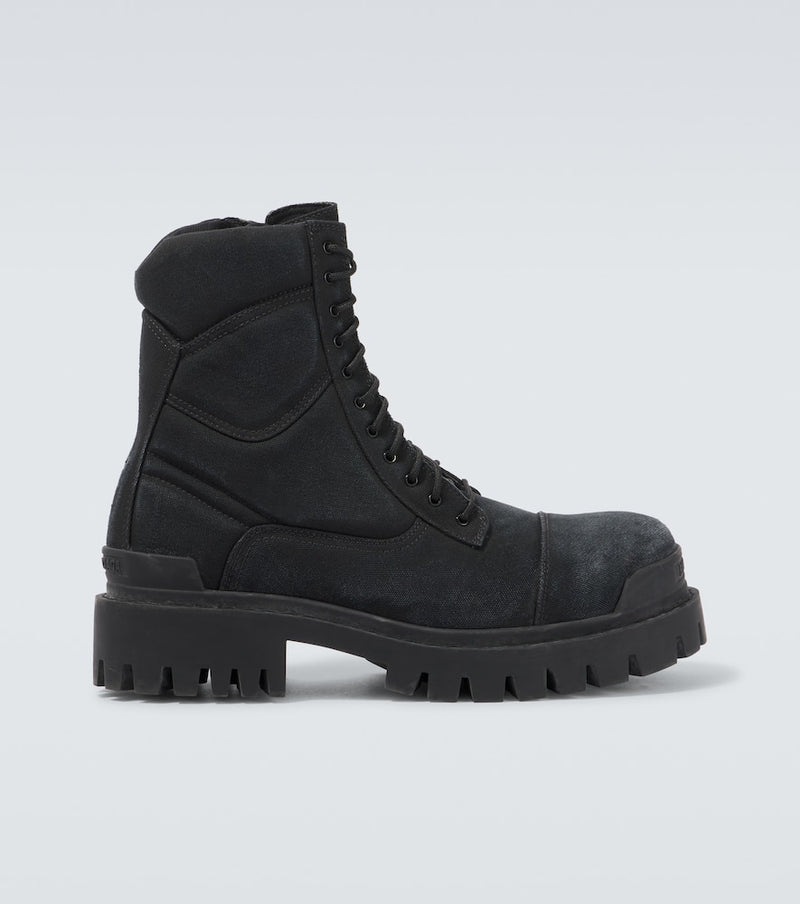 Balenciaga Combat Strike canvas lace-up boots
