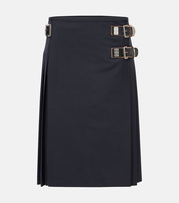 Prada Belted mohair and wool midi skirt