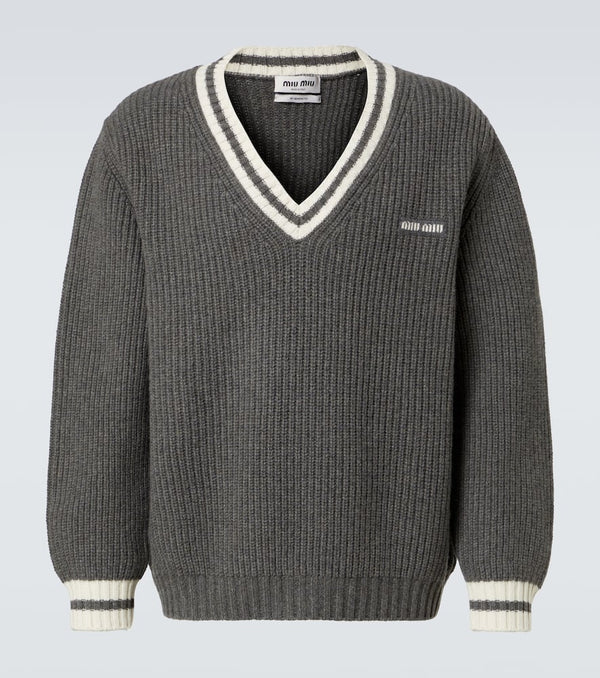 Miu Miu Ribbed-knit wool and cashmere sweater