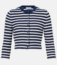Prada Striped cotton-blend boucle cardigan
