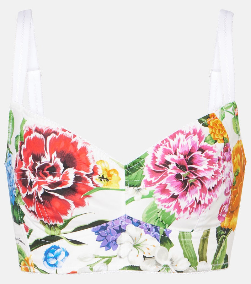 Dolce & Gabbana Floral cotton-blend poplin bra top