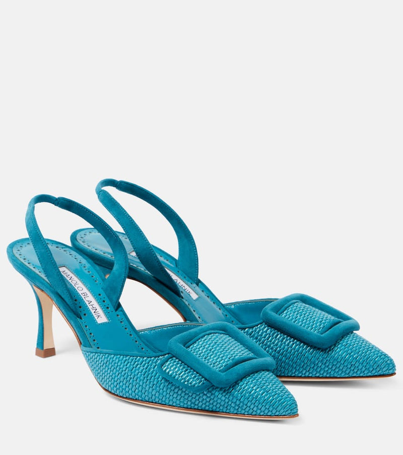 Manolo Blahnik Maysli 70 raffia slingback pumps