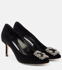 Manolo Blahnik Hangisi 70 embellished velvet pumps