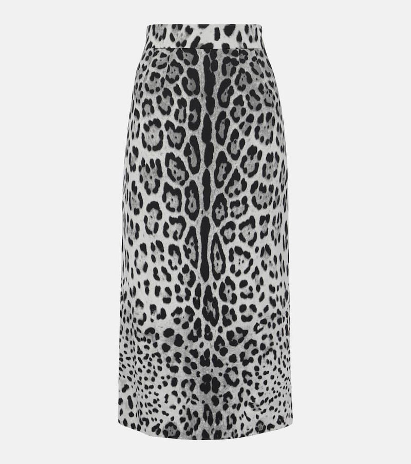 Dolce & Gabbana Leopard-print silk-blend pencil skirt