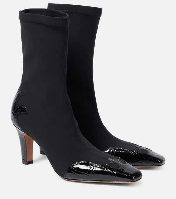 Paris Texas Belle 75 patent leather-trimmed ankle boots